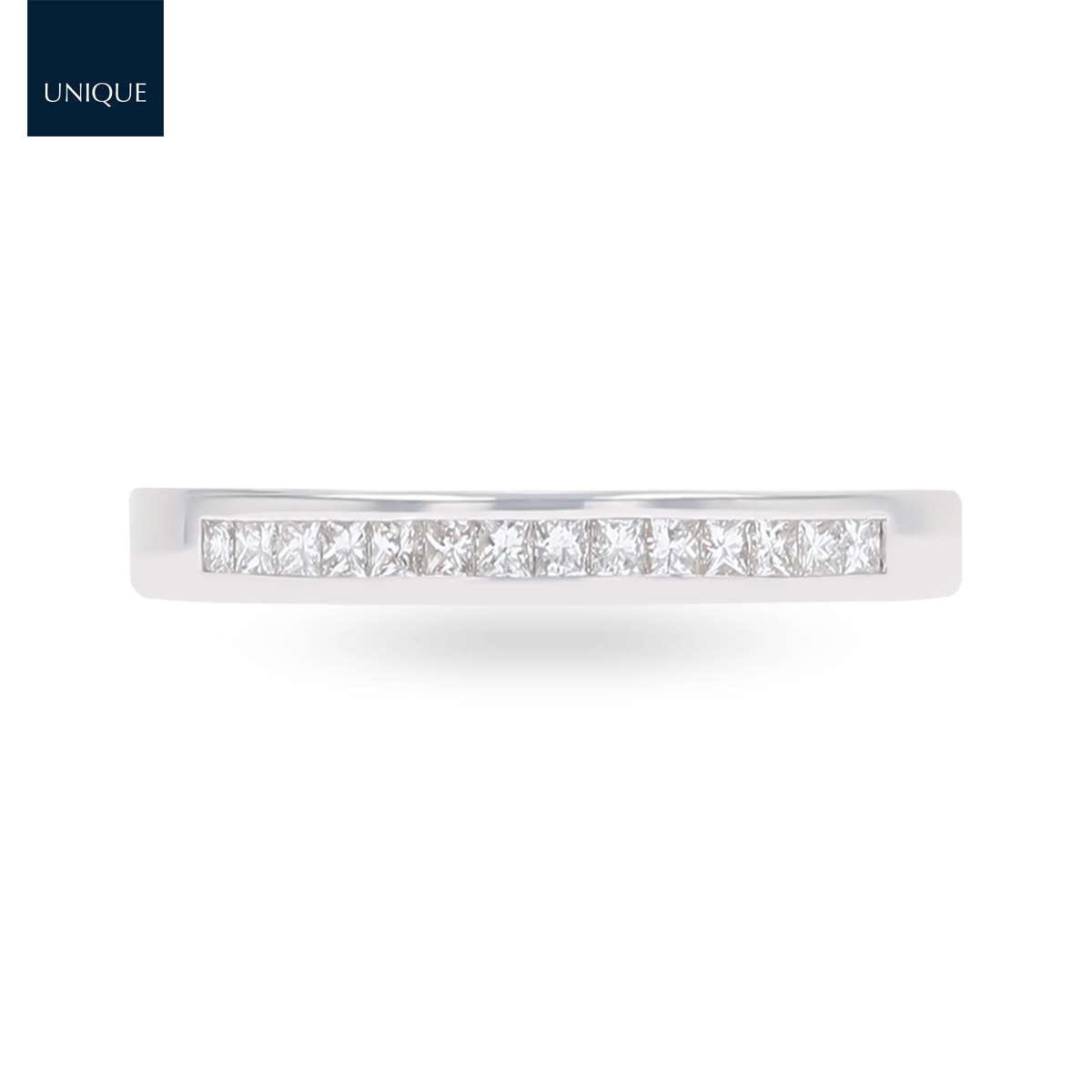 18ct White Gold Princess Cut Certified 0.20cts Diamond Channel Set Band