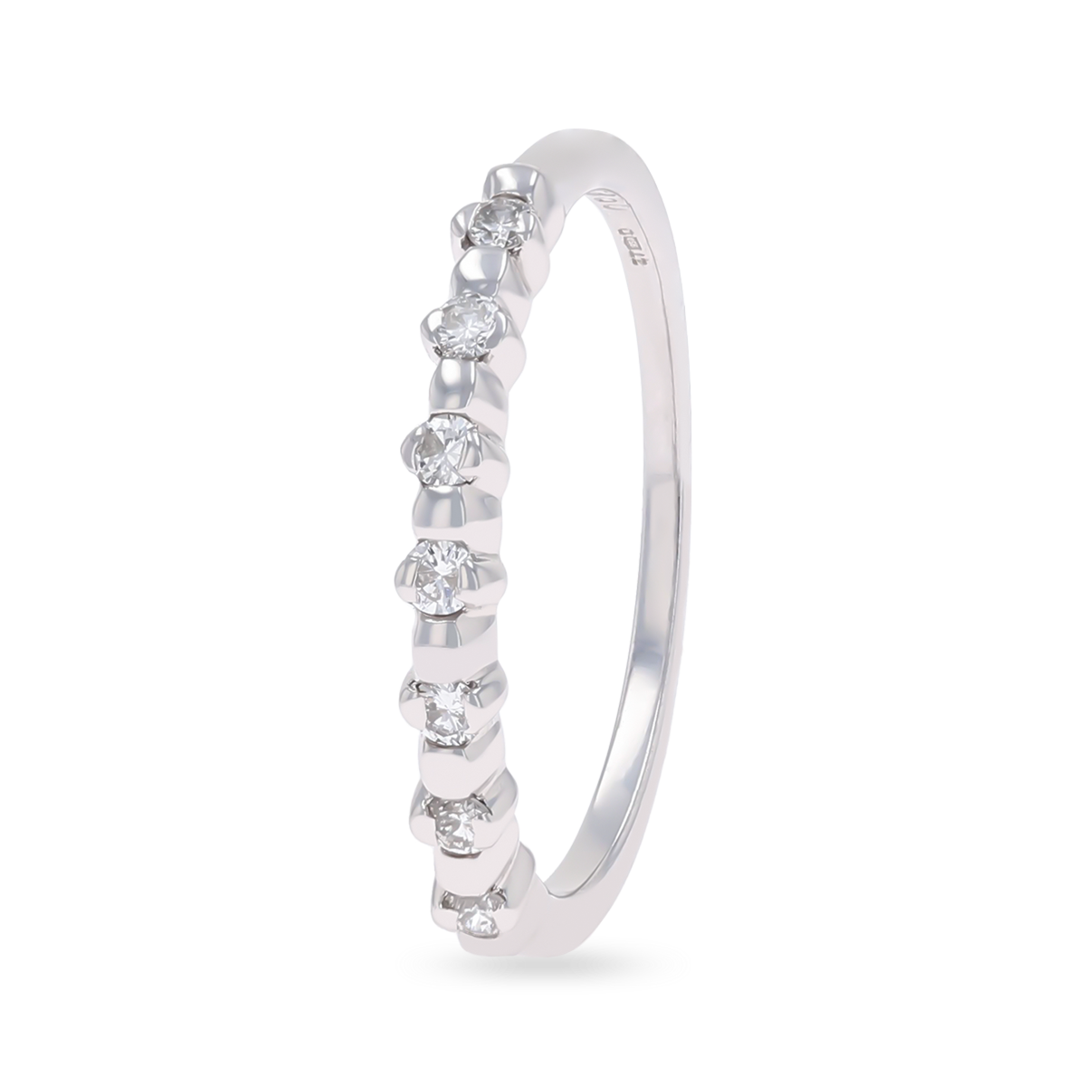 Platinum Round Brilliant Cut 0.10cts Diamond Beaded Ring
