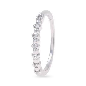 Platinum Round Brilliant Cut 0.10cts Diamond Beaded Ring