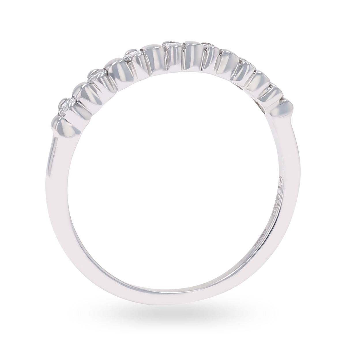 Platinum Round Brilliant Cut 0.10cts Diamond Beaded Ring