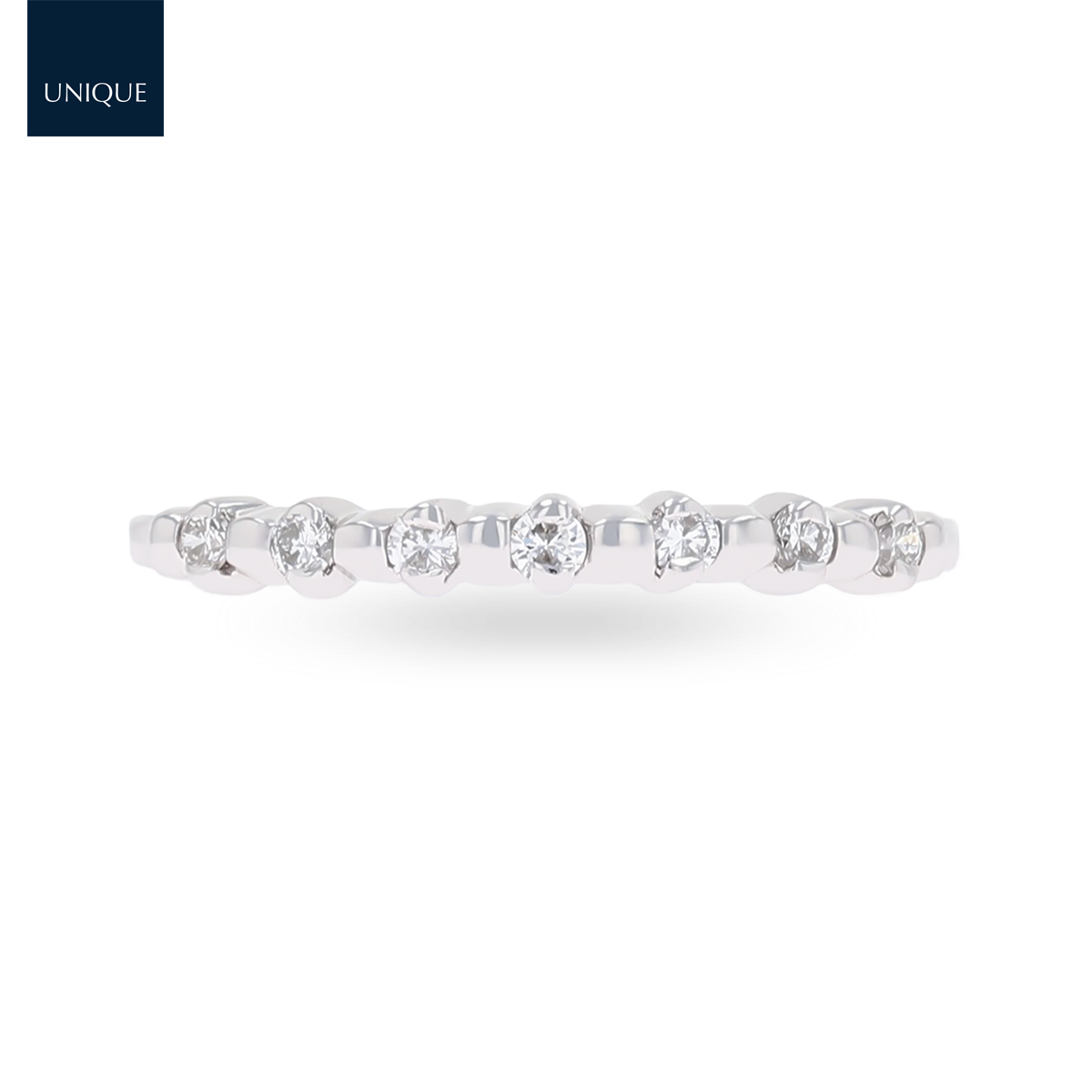 Platinum Round Brilliant Cut 0.10cts Diamond Beaded Ring