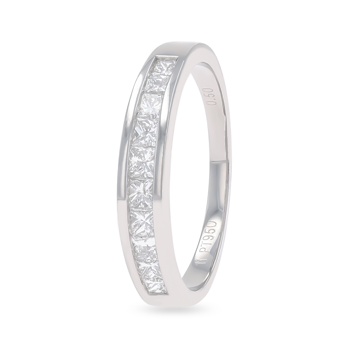 Platinum Princess Cut 0.50cts Diamond Channel Set Eternity Ring