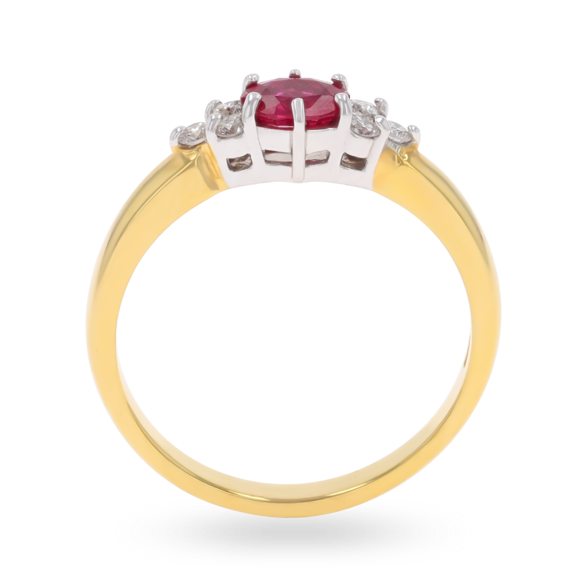 18ct Yellow Oval Shaped Ruby & Diamond Seven Stone Ring