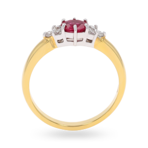 18ct Yellow Oval Shaped Ruby & Diamond Seven Stone Ring
