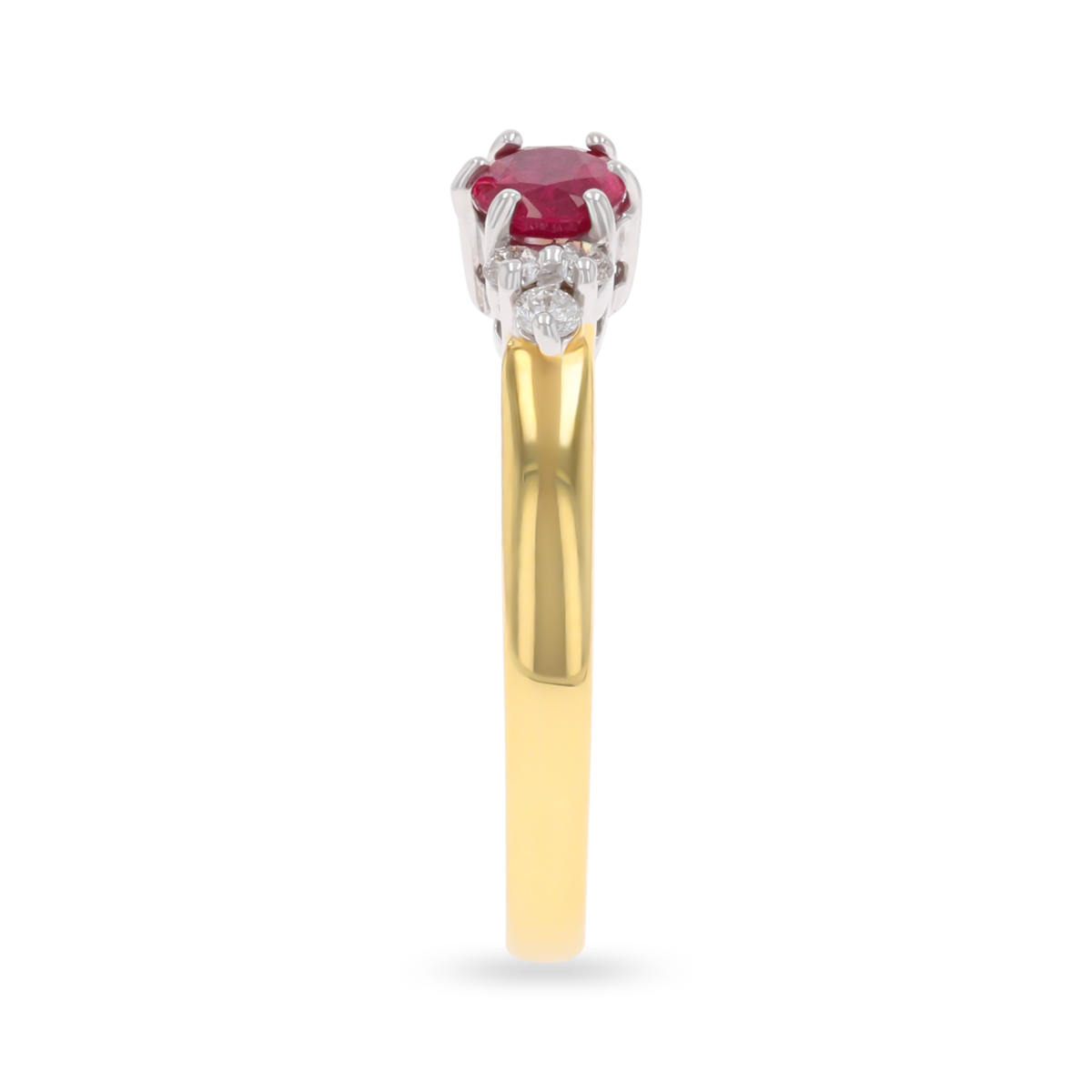 18ct Yellow Oval Shaped Ruby & Diamond Seven Stone Ring