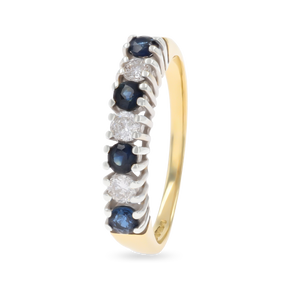 18ct Yellow Gold Sapphire & Diamond Seven Stone Ring