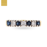 18ct Yellow Gold Sapphire & Diamond Seven Stone Ring