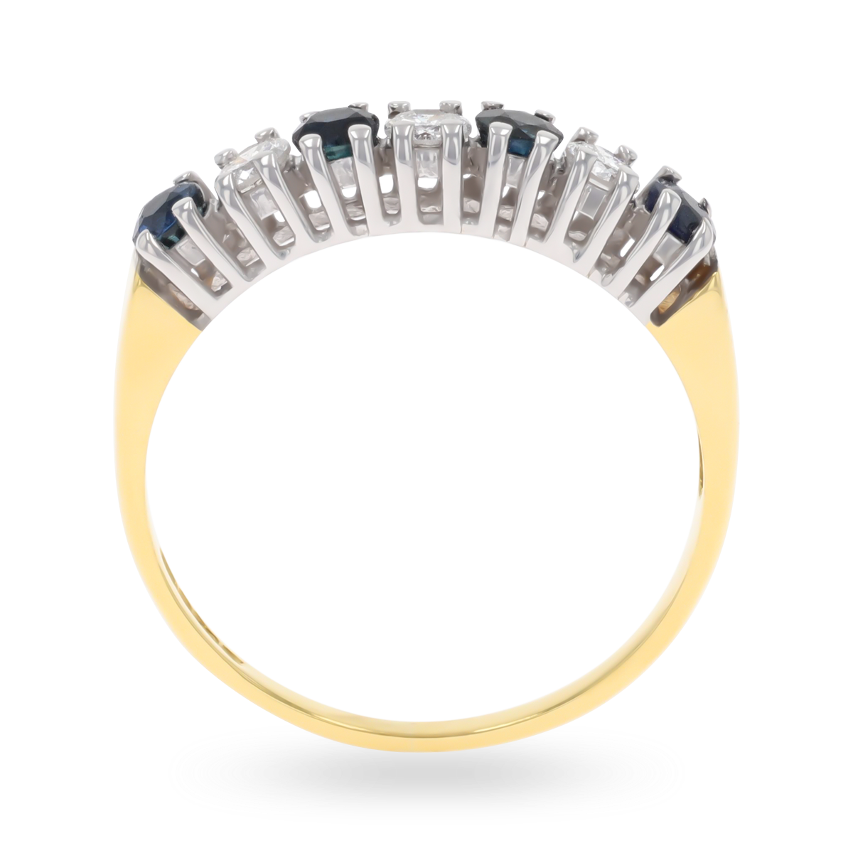 18ct Yellow Gold Sapphire & Diamond Seven Stone Ring