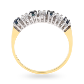 18ct Yellow Gold Sapphire & Diamond Seven Stone Ring