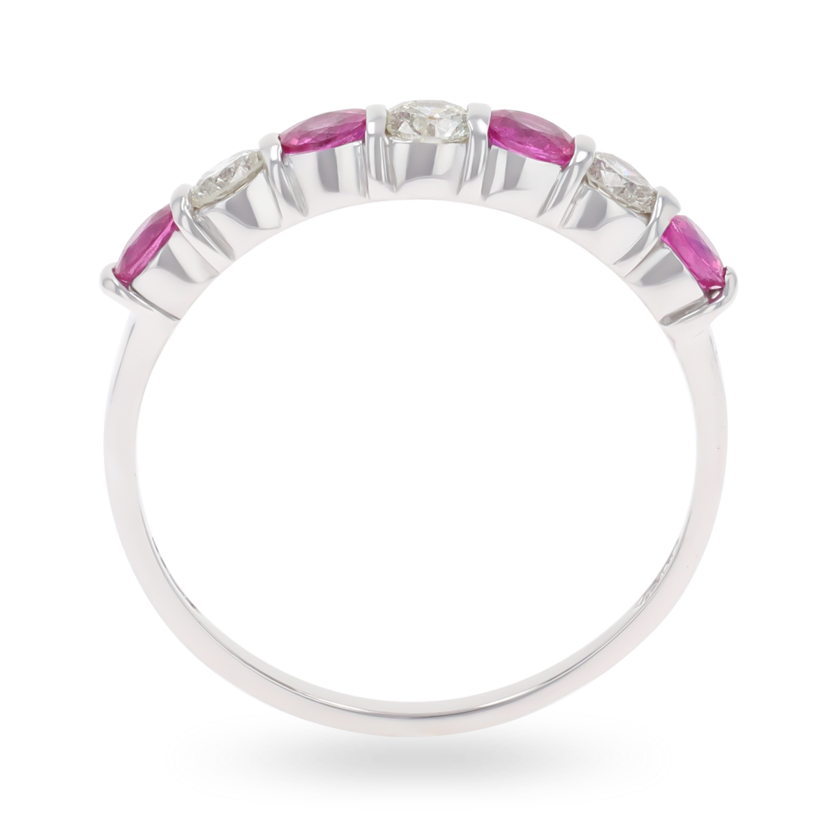9ct White Gold Ruby & Diamond Seven Stone Ring