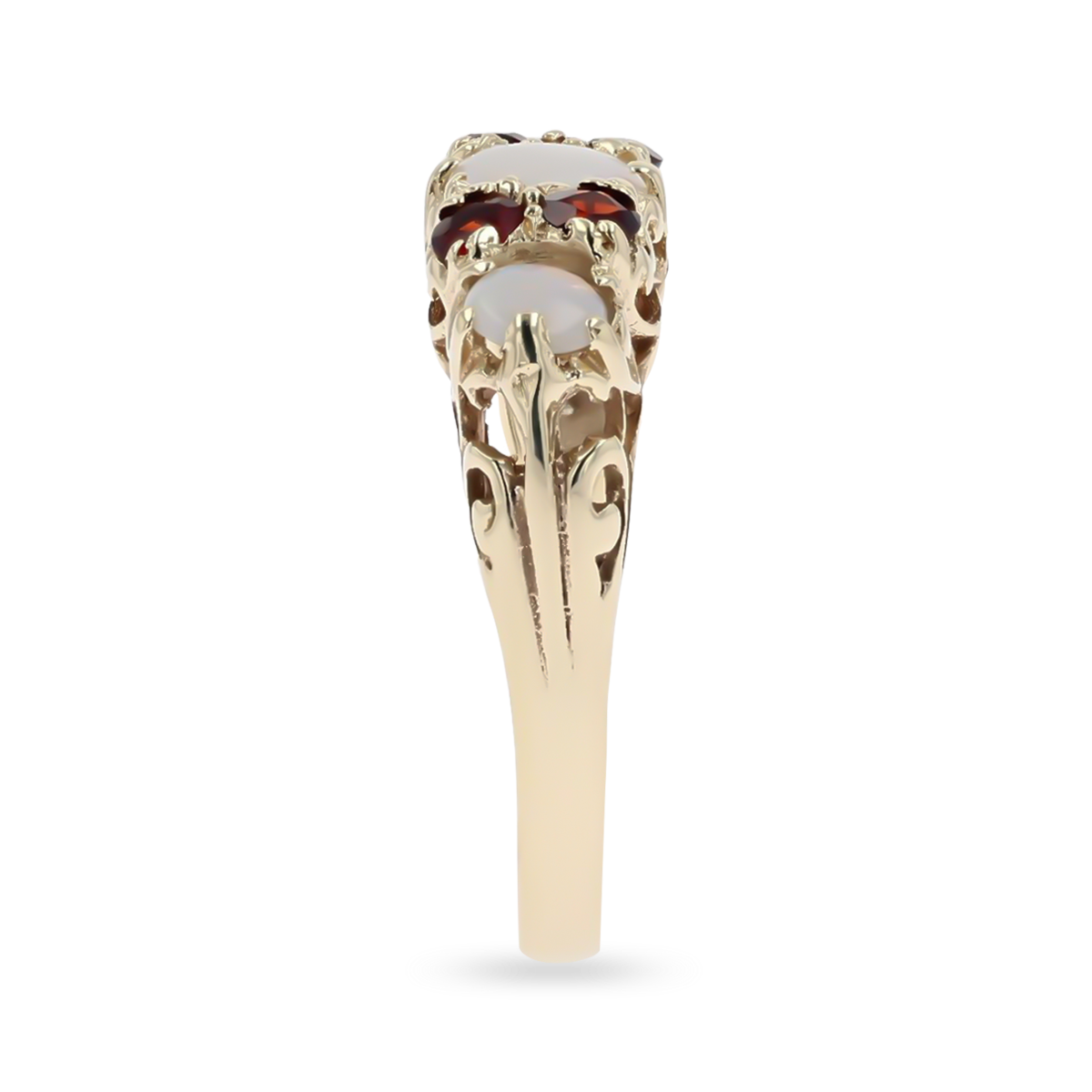 9ct Yellow Gold Opal & Garnet "Victorian" Style Ring