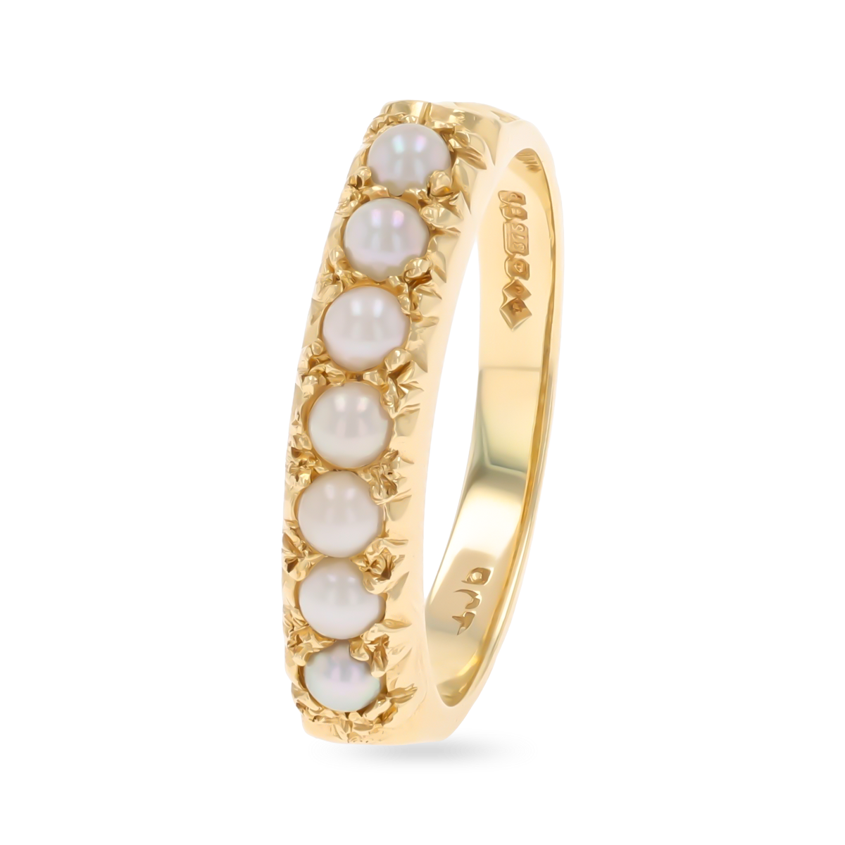 9ct Yellow Gold Cultured Pearl Seven Stone Ring