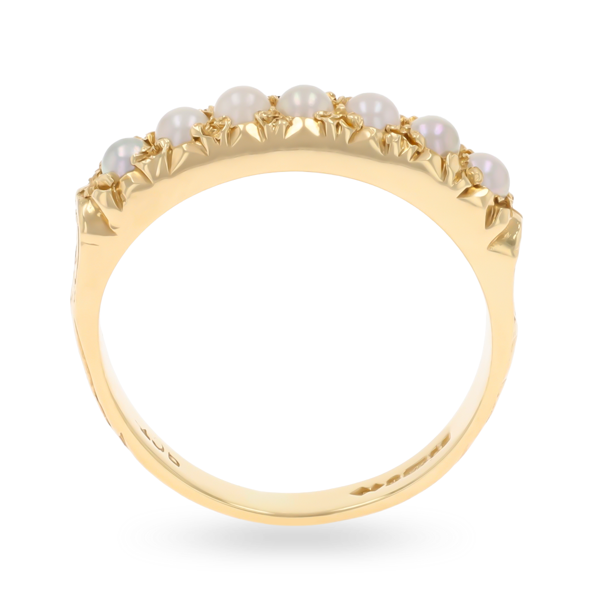 9ct Yellow Gold Cultured Pearl Seven Stone Ring