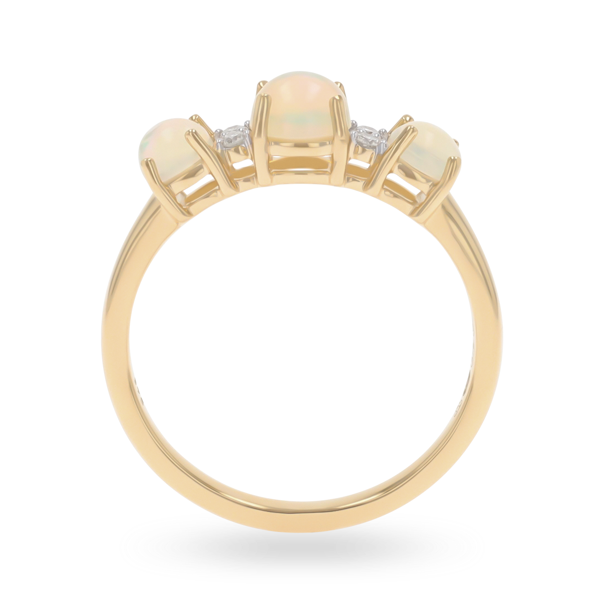 9ct Yellow Gold Opal & Diamond Seven Stone Ring