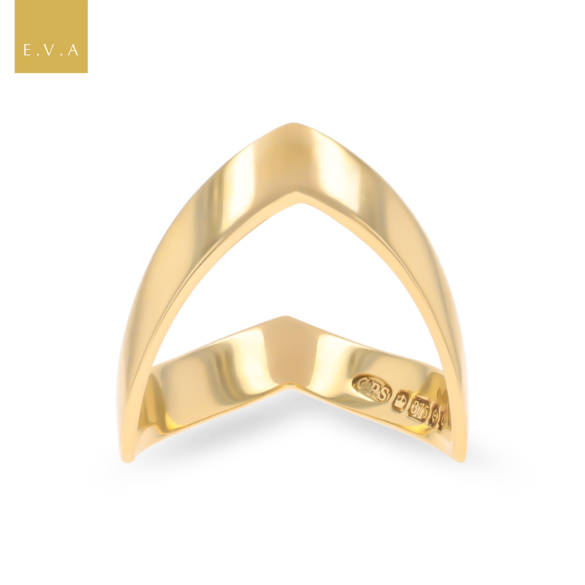 9ct Yellow Gold Plain Double Wishbone Ring
