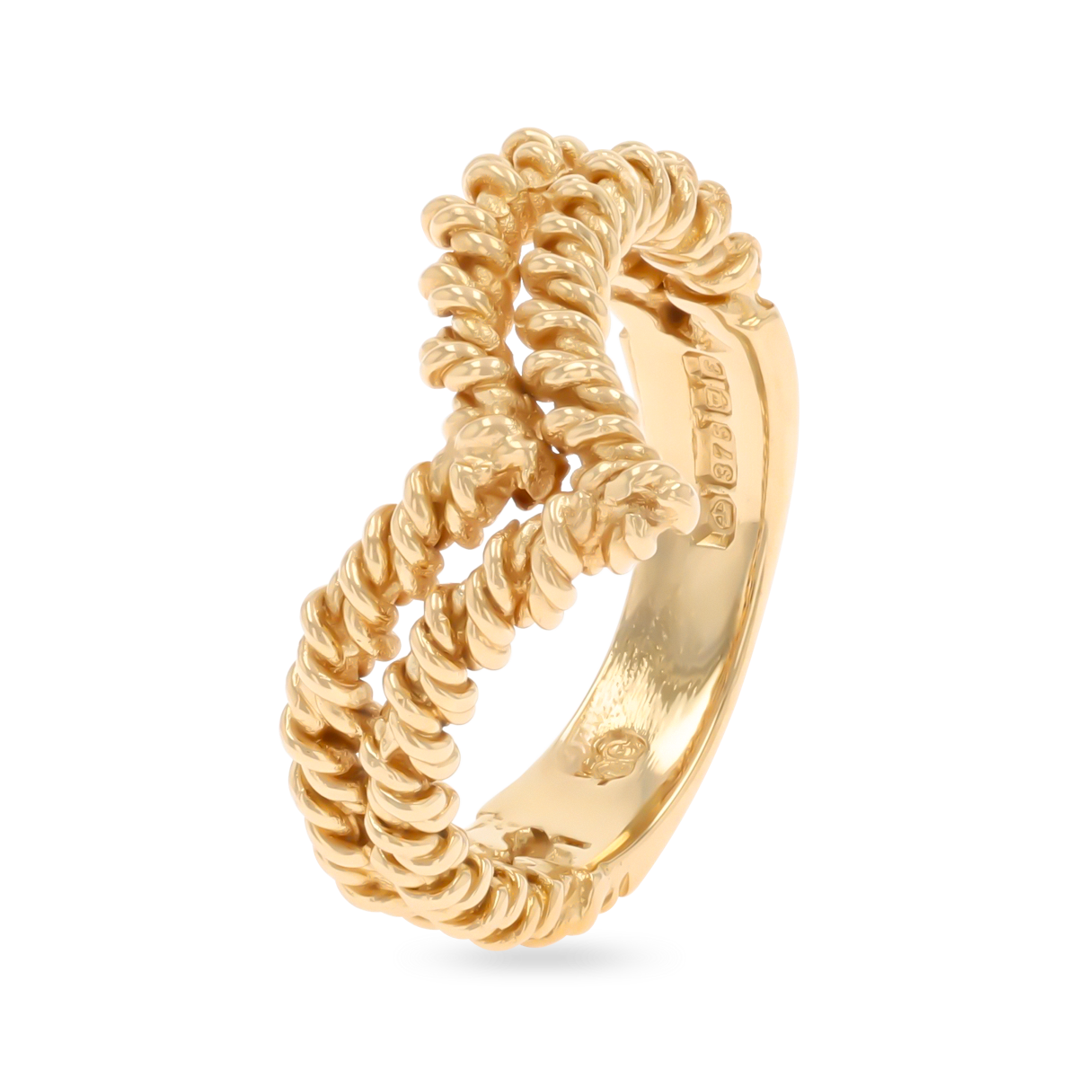 9ct Yellow Gold Twisted Double Wishbone Ring