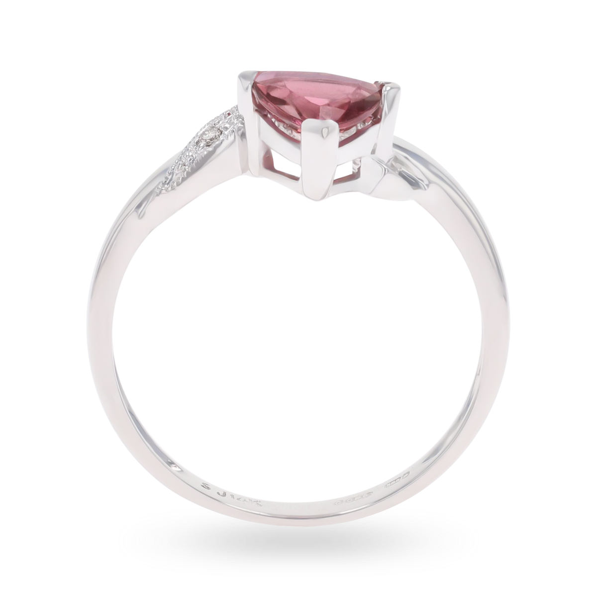 14ct White Gold Pink Tourmaline & Diamond Ribbon Ring