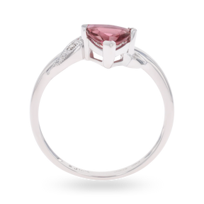 14ct White Gold Pink Tourmaline & Diamond Ribbon Ring