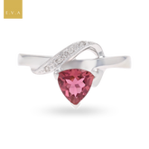 14ct White Gold Pink Tourmaline & Diamond Ribbon Ring