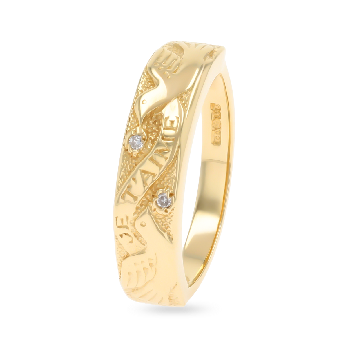 14ct Yellow Gold Je t’aime Diamond Set Ring