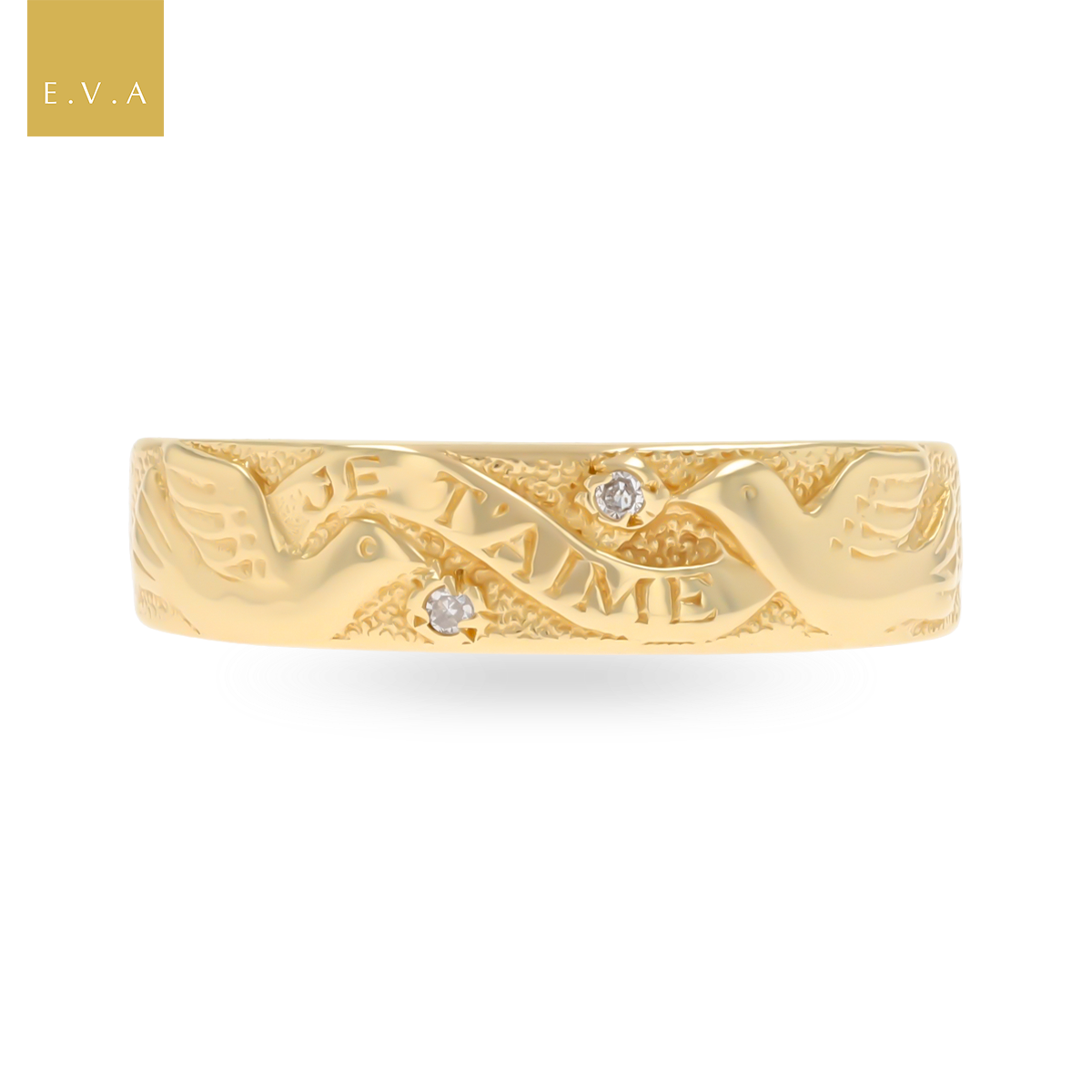 14ct Yellow Gold Je t’aime Diamond Set Ring