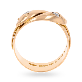 18ct Yellow Gold Double Snake Old Cut Diamond Edwardian Ring