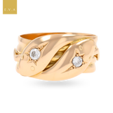 18ct Yellow Gold Double Snake Old Cut Diamond Edwardian Ring