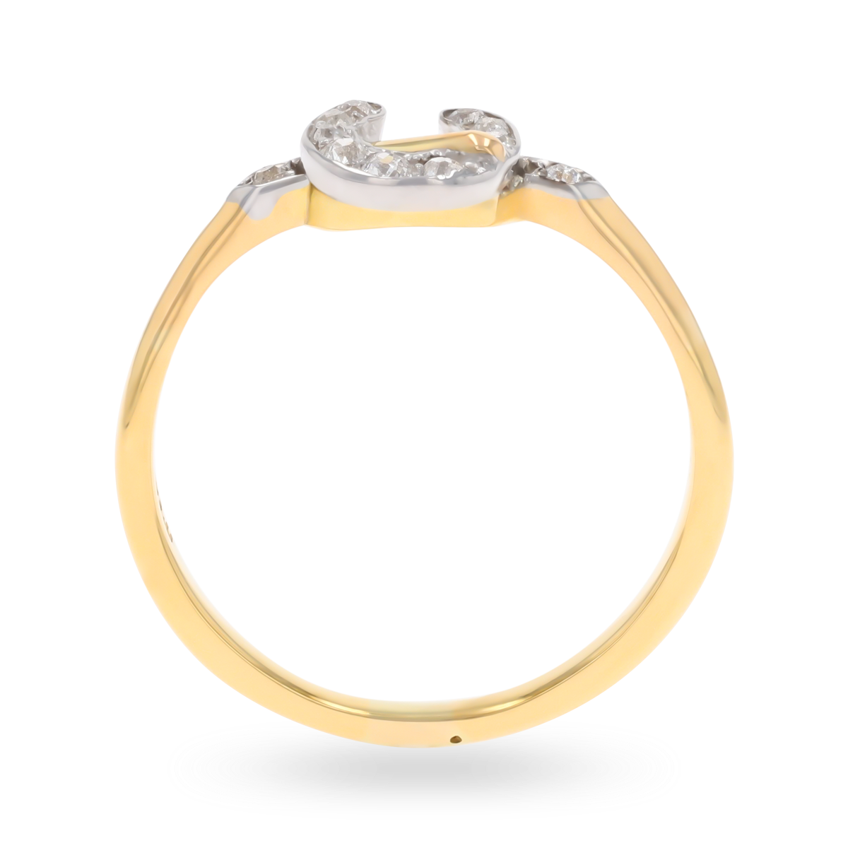 Un-hallmarked 18ct Yellow Gold Old Cut Diamond Horseshoe Ring