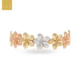 9ct Three Colour Gold Flower Garland Ring