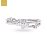 9ct White Gold Double Wave 0.17ctw Diamond Ring