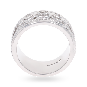 9ct White Gold Diamond Set Satin Rope Edge Ring