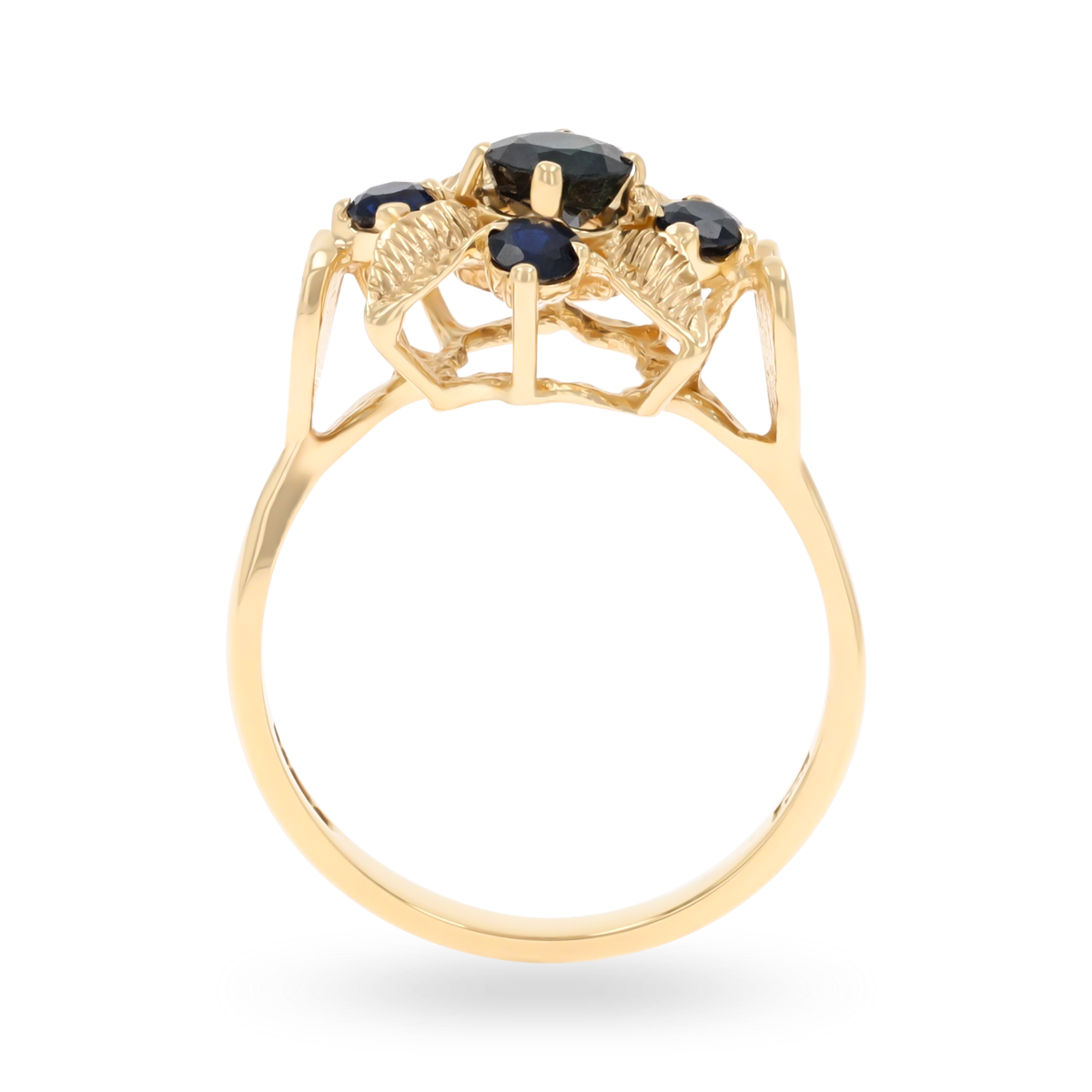 9ct Yellow Gold Sapphire Leaf Ring