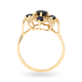 9ct Yellow Gold Sapphire Leaf Ring