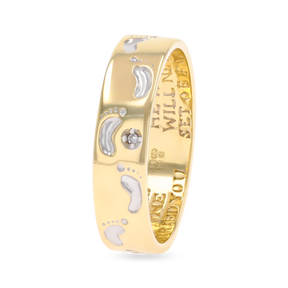 9ct Yellow Gold Footprint In The Sand Diamond Set Ring