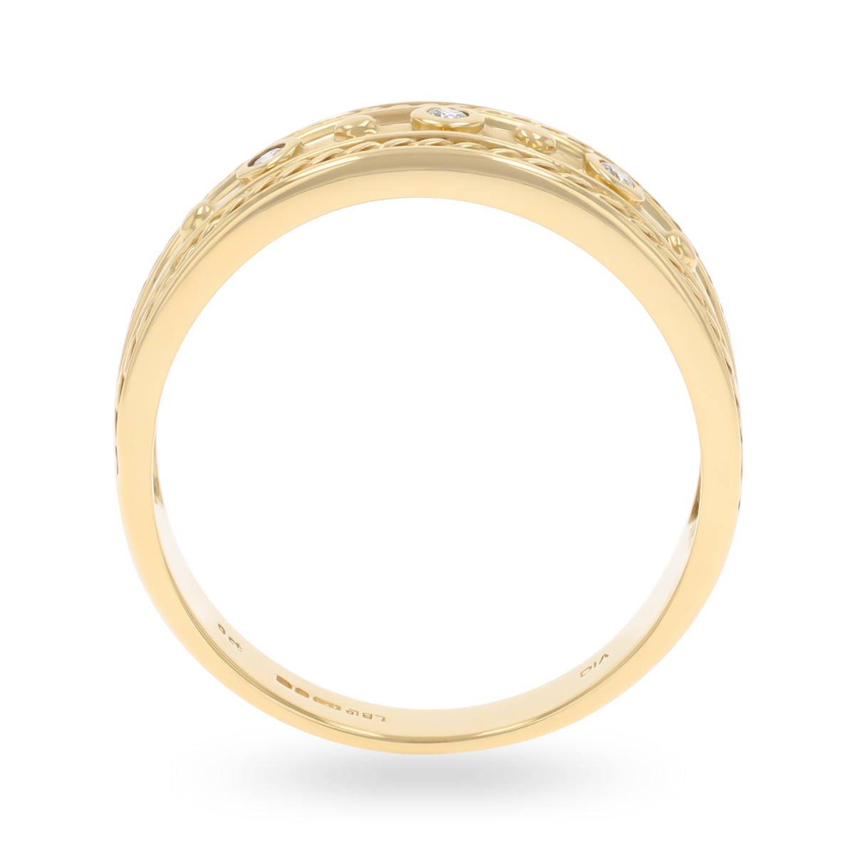 9ct Yellow Gold Diamond Set Twist Edge Ring