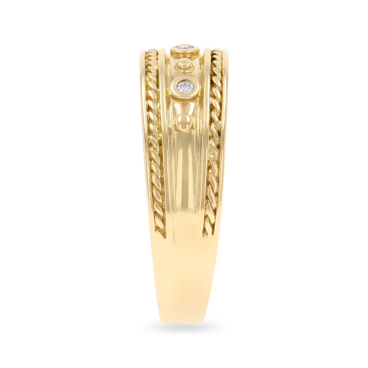 9ct Yellow Gold Diamond Set Twist Edge Ring