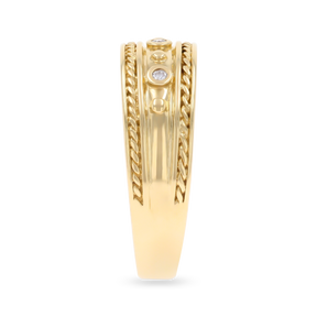9ct Yellow Gold Diamond Set Twist Edge Ring