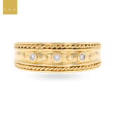 9ct Yellow Gold Diamond Set Twist Edge Ring