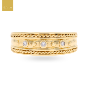 9ct Yellow Gold Diamond Set Twist Edge Ring