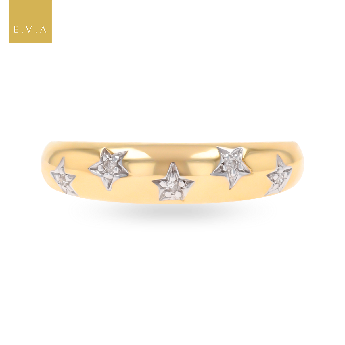 9ct Yellow Gold Star Set Diamond Ring