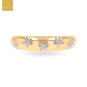9ct Yellow Gold Star Set Diamond Ring