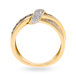 9ct Yellow Gold Sapphire & Diamond Crossover Ring