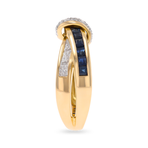 9ct Yellow Gold Sapphire & Diamond Crossover Ring