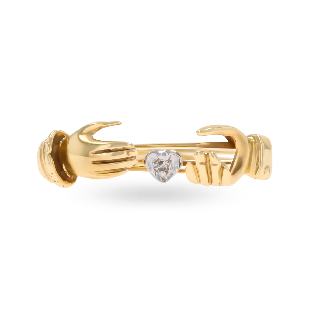 9ct Yellow Gold Fede Gimmel Secret Diamond Heart Ring