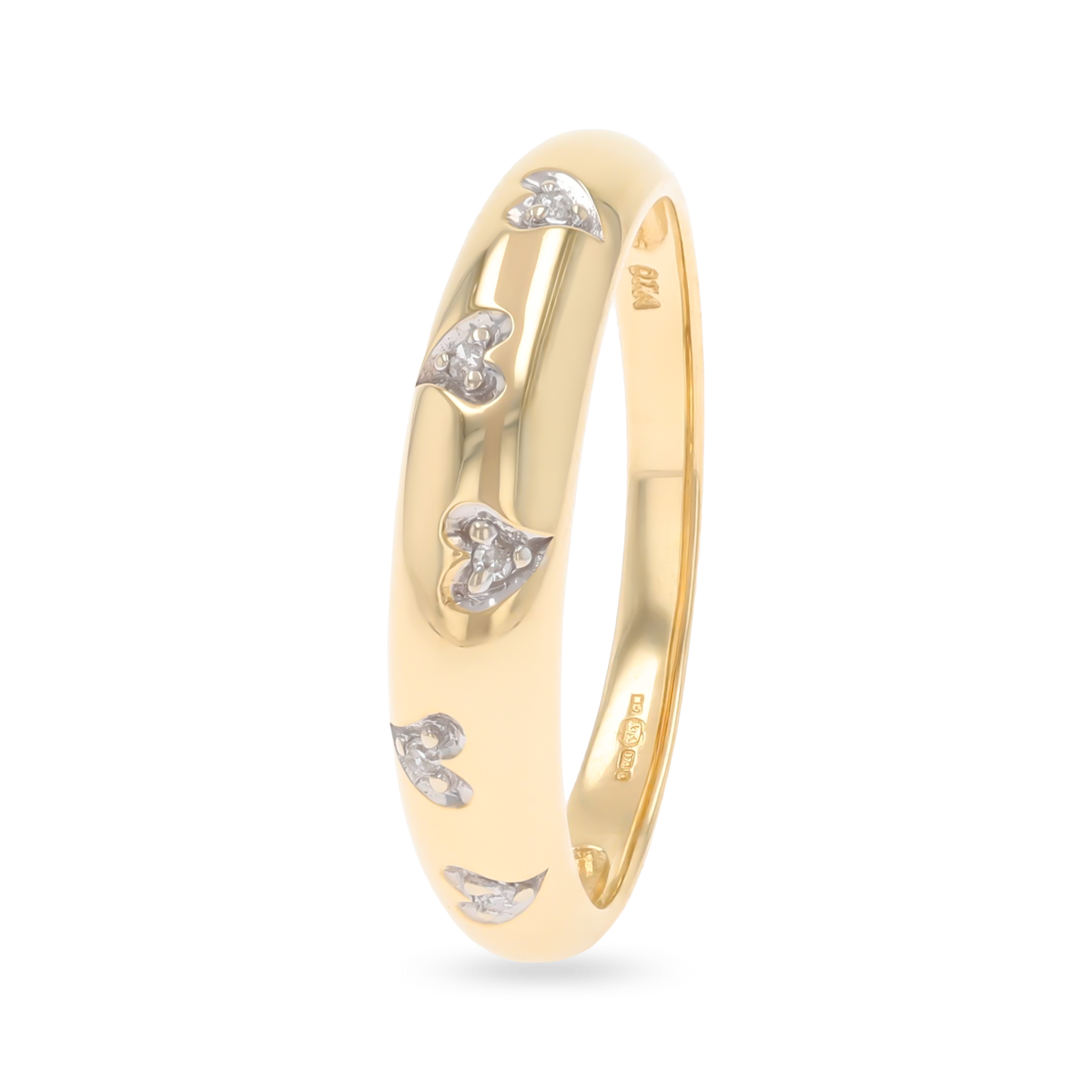 9ct Yellow Gold Diamond Set Hearts Ring