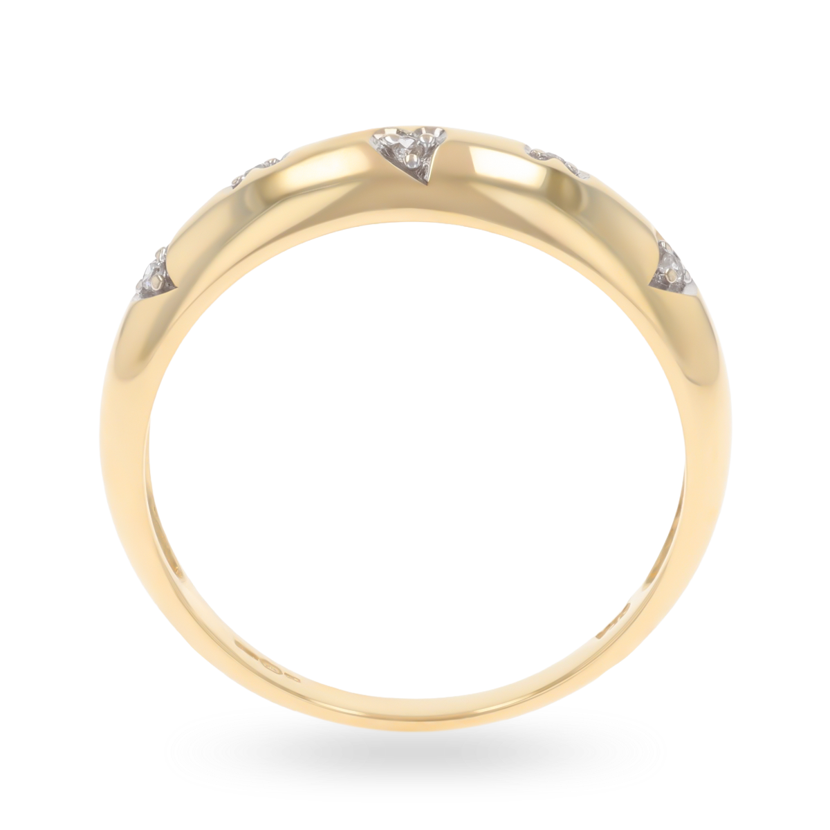 9ct Yellow Gold Diamond Set Hearts Ring