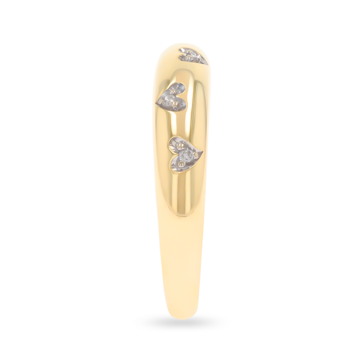 9ct Yellow Gold Diamond Set Hearts Ring