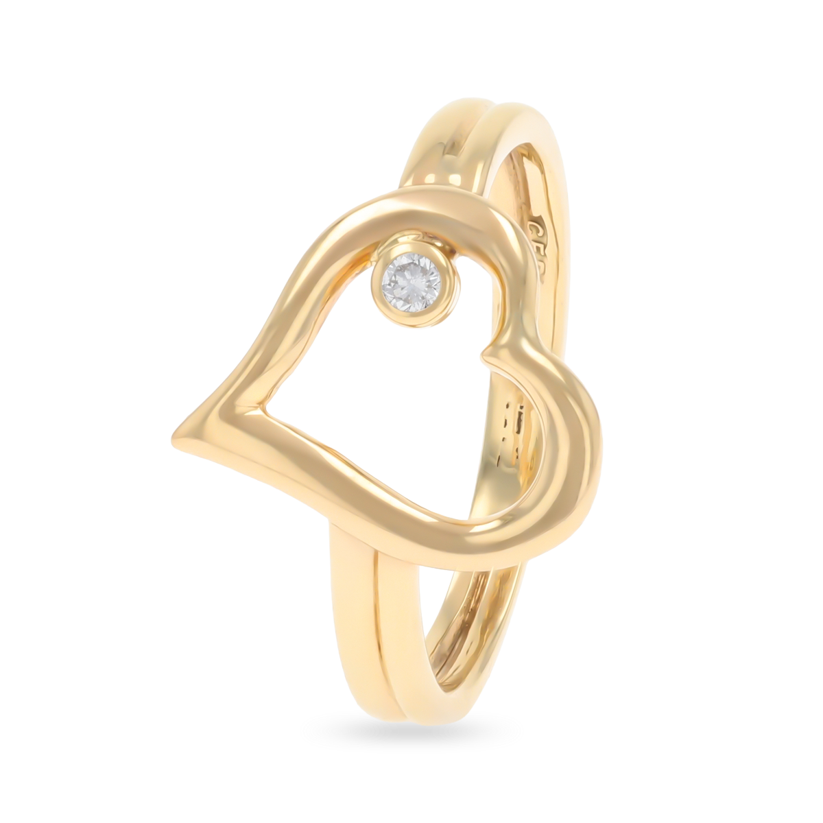 9ct Yellow Gold Open Heart Diamond Set Ring