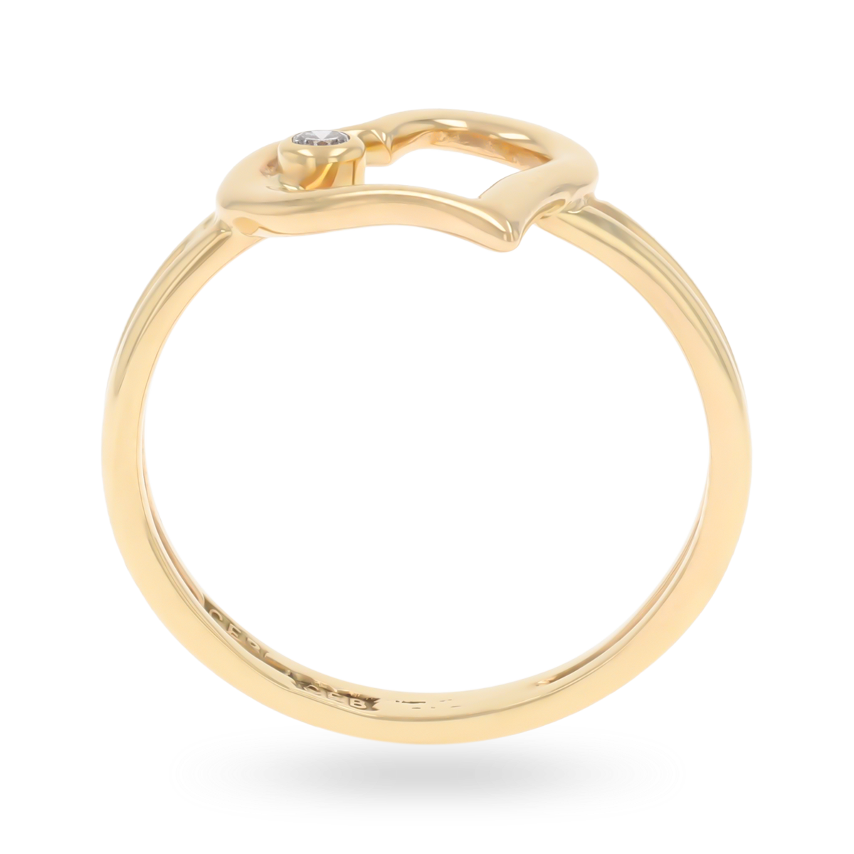 9ct Yellow Gold Open Heart Diamond Set Ring