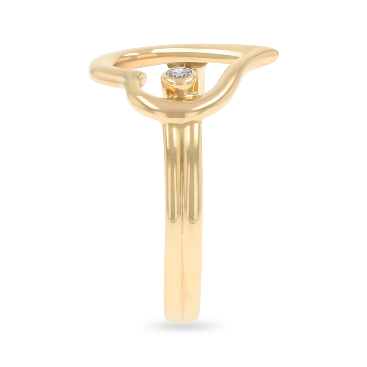 9ct Yellow Gold Open Heart Diamond Set Ring